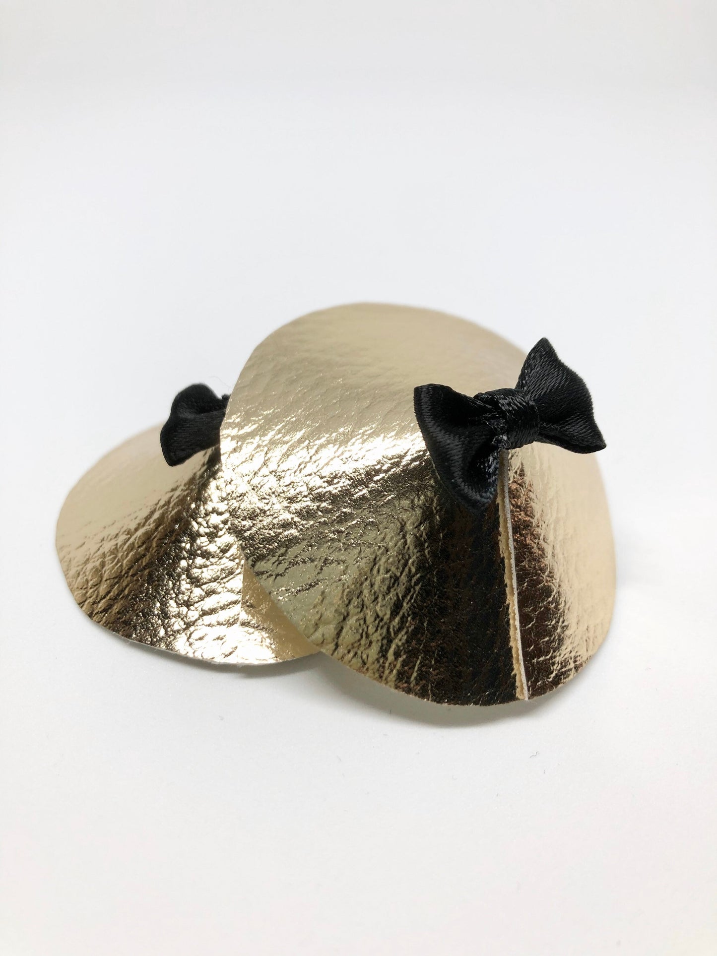 Gold faux leather burlesque pastie nippie covers with mini bows