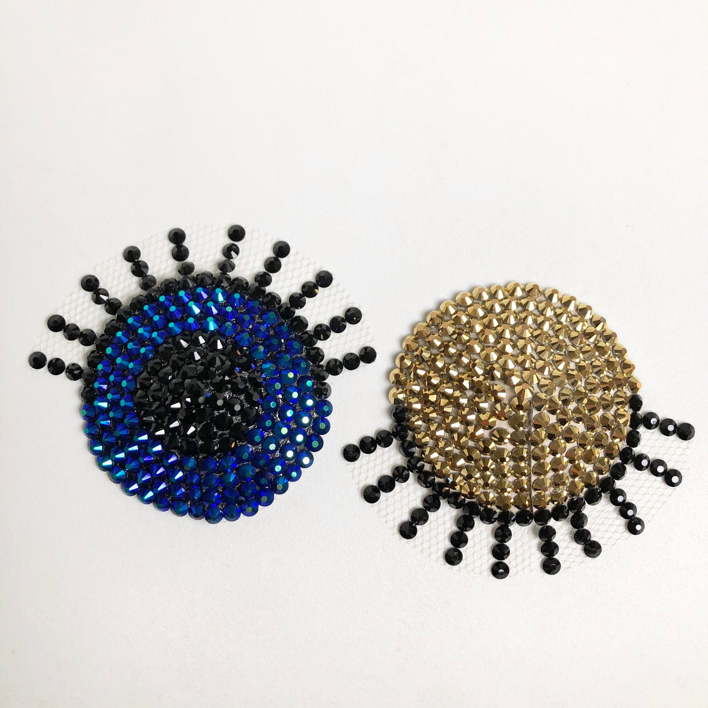 Winking Halloween spooky open-closed eye crystal pasties floating rhinestones illusion burlesque nipple covers