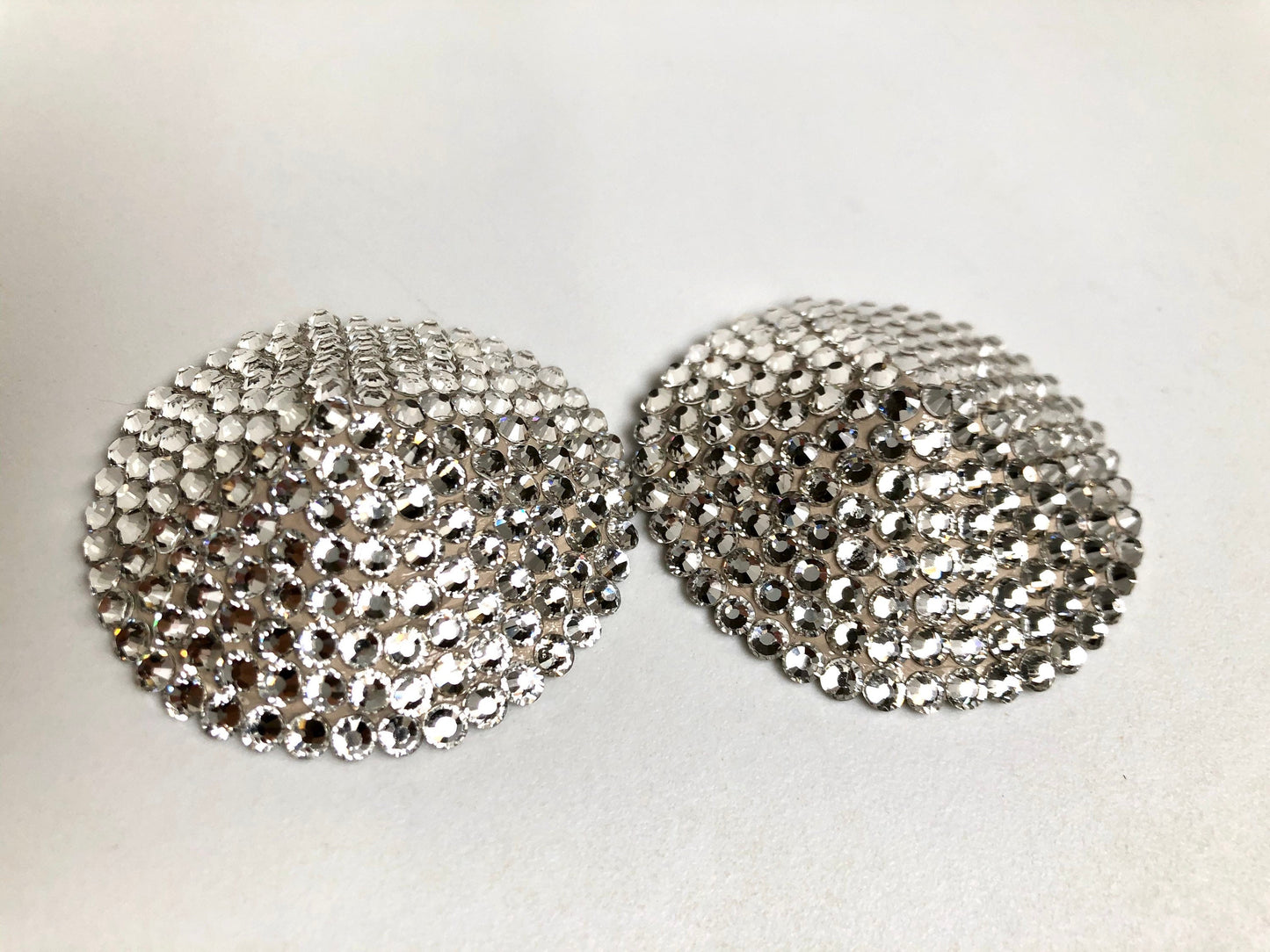 Clear / silver crystal burlesque pastie rhinestones nipple covers