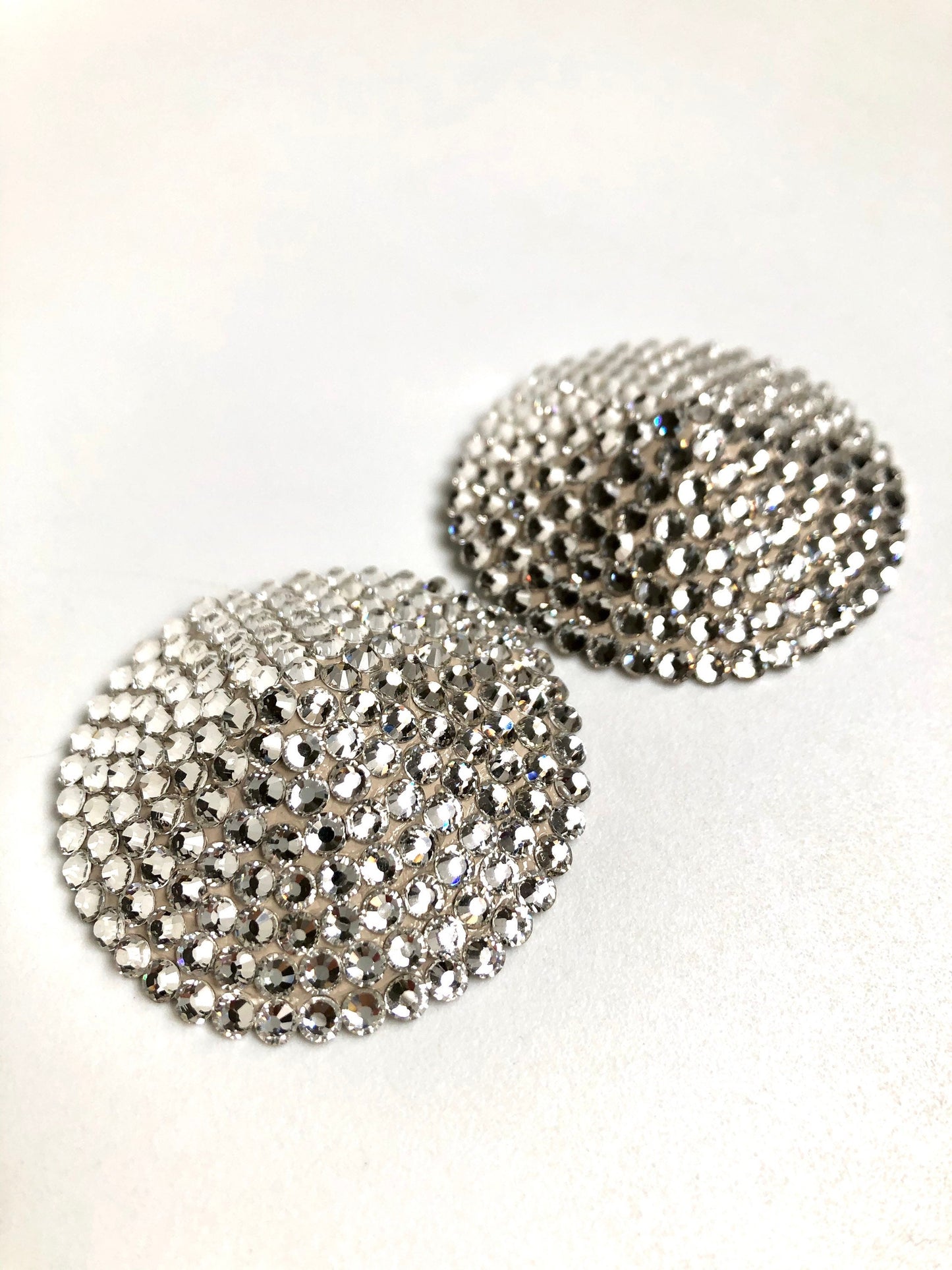 Clear / silver crystal burlesque pastie rhinestones nipple covers