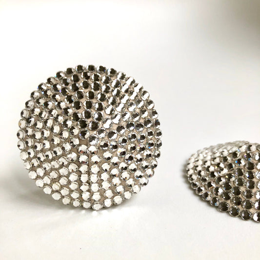 Clear / silver crystal burlesque pastie rhinestones nipple covers