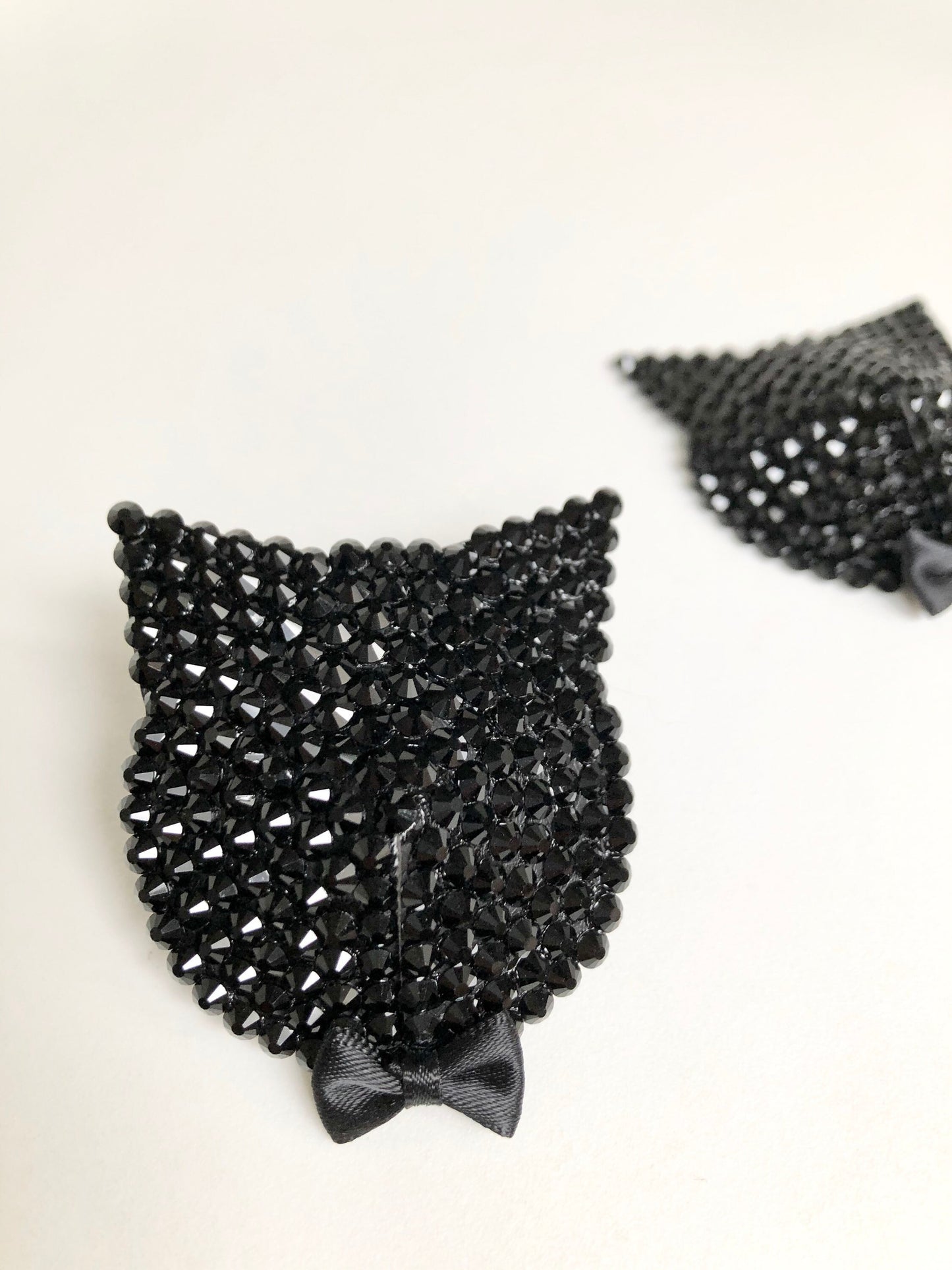 Black crystal and/or white pearl cat burlesque pastie rhinestone nippie covers