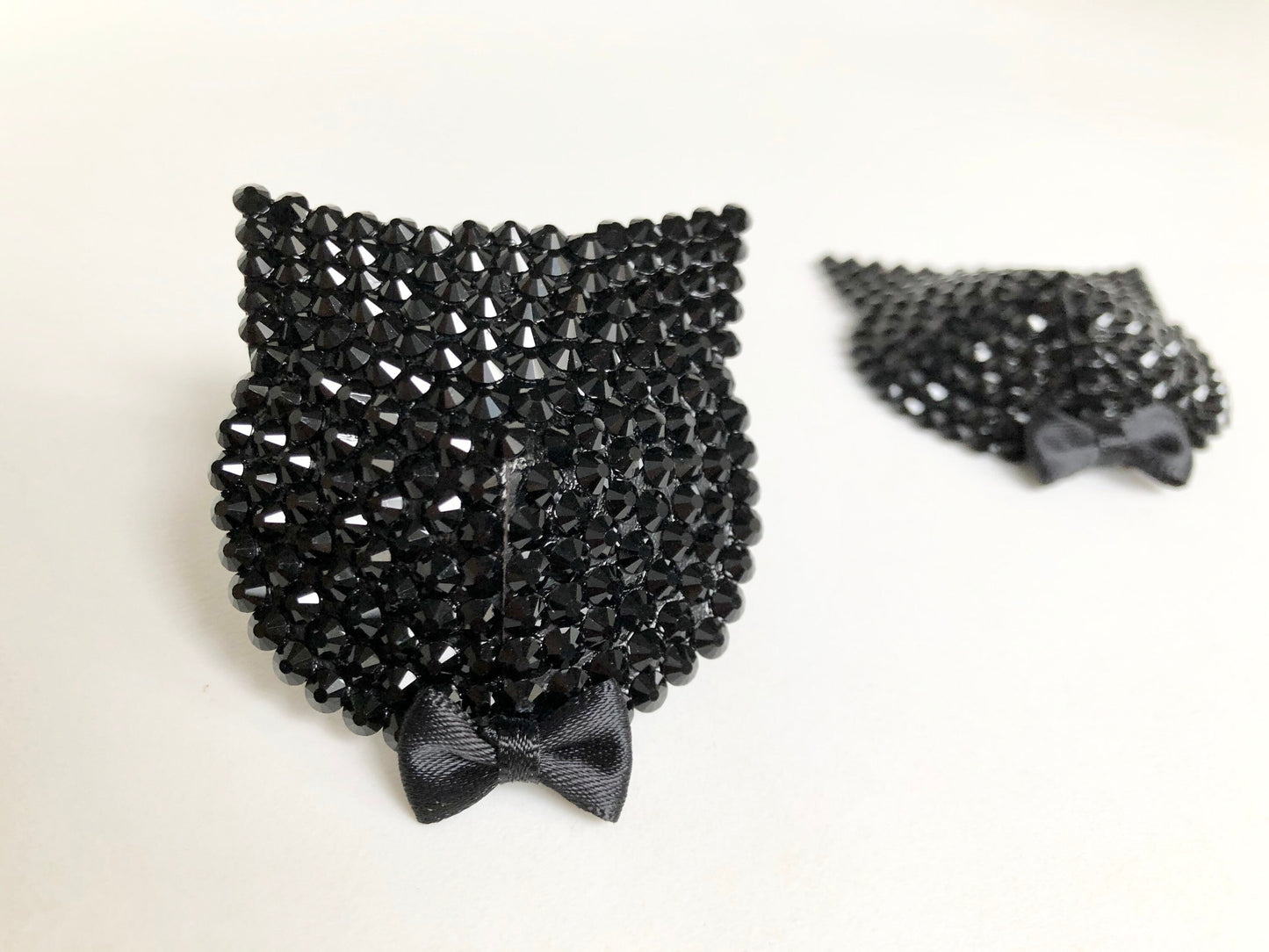 Black crystal and/or white pearl cat burlesque pastie rhinestone nippie covers