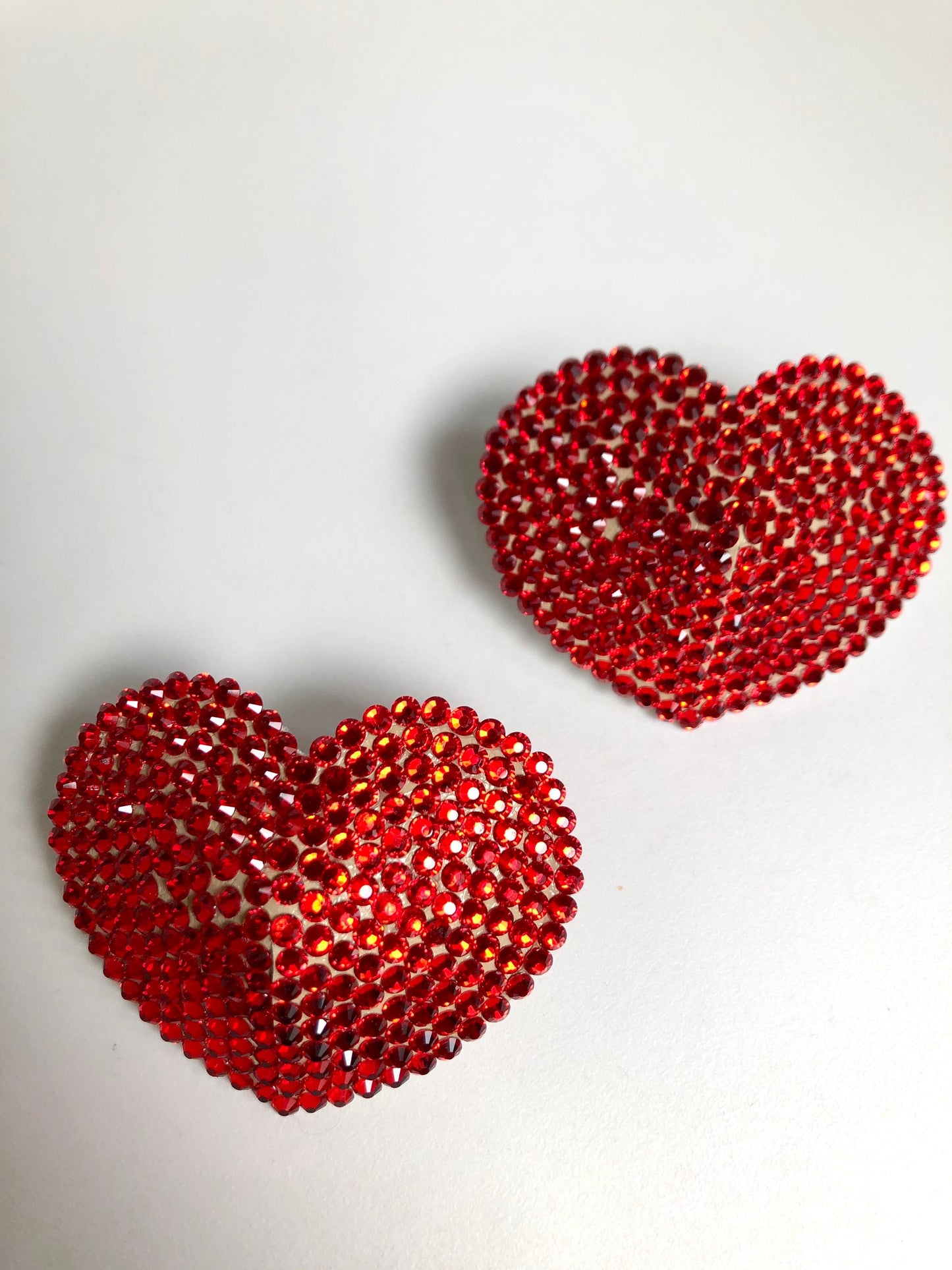 Red hearts crystal burlesque pasties | Be My Valentine siam AB rhinestone nipple covers