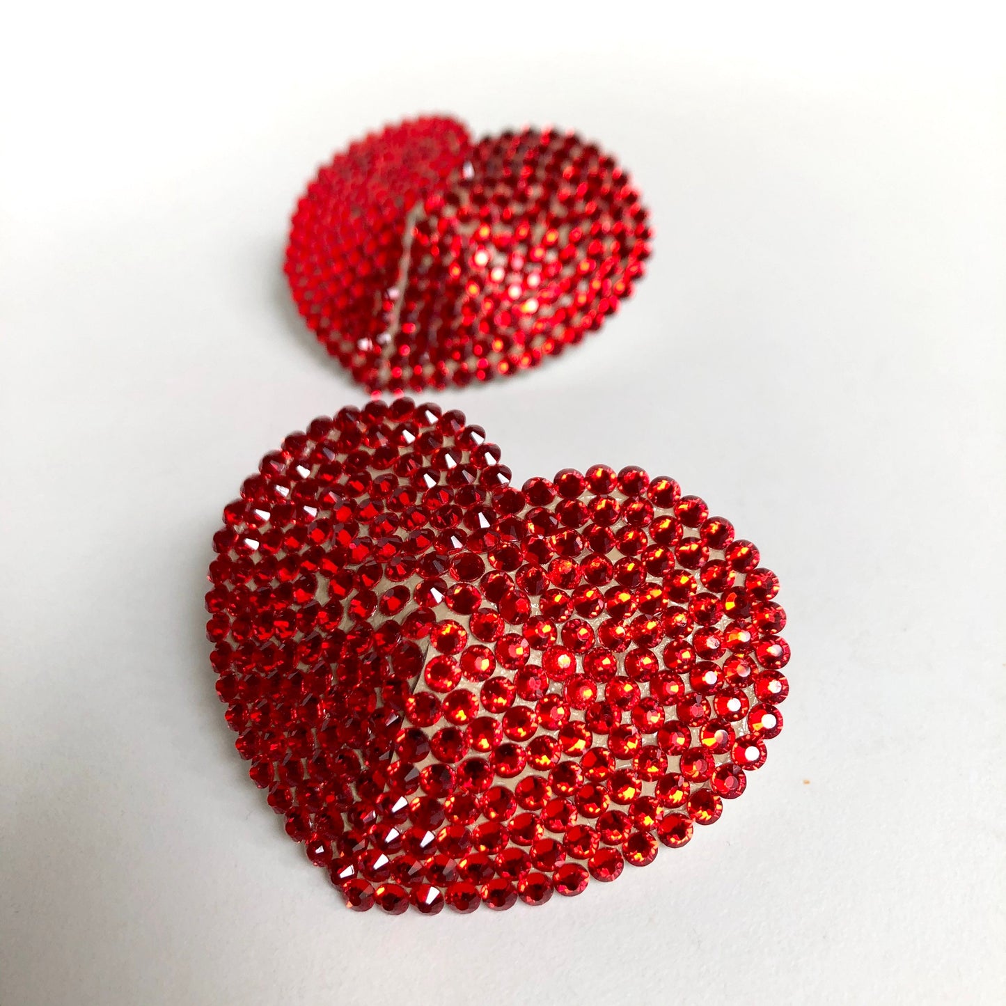 Red hearts crystal burlesque pasties | Be My Valentine siam AB rhinestone nipple covers