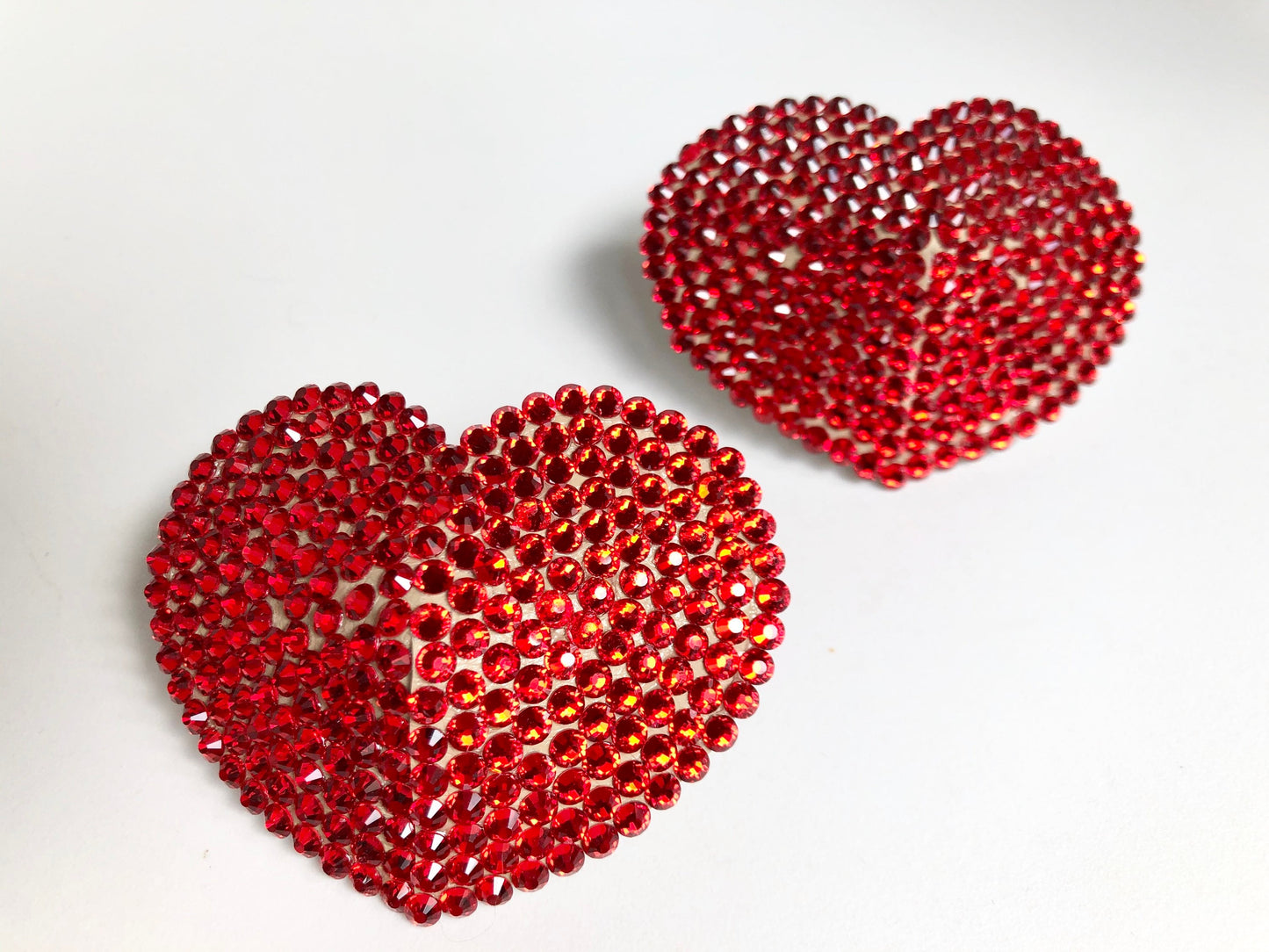 Red hearts crystal burlesque pasties | Be My Valentine siam AB rhinestone nipple covers
