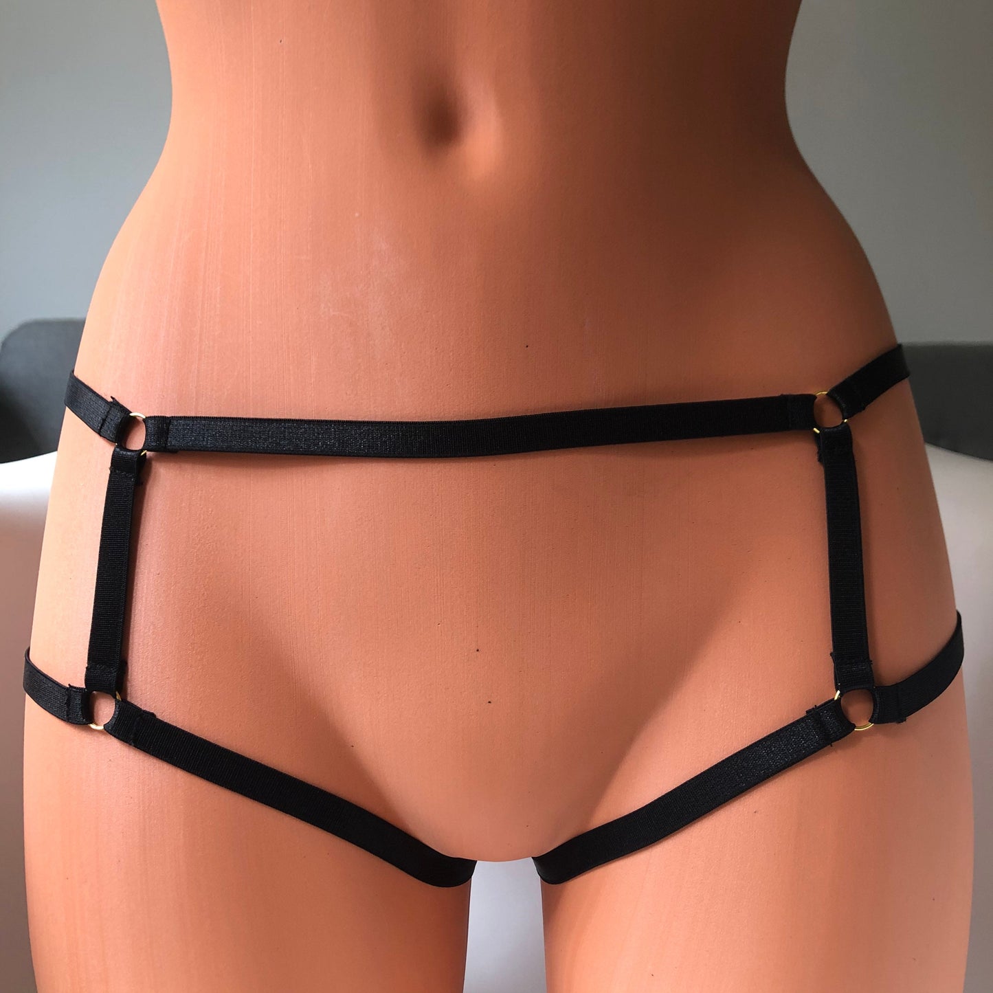 Hipster open panties | crotchless lingerie | elastic harness
