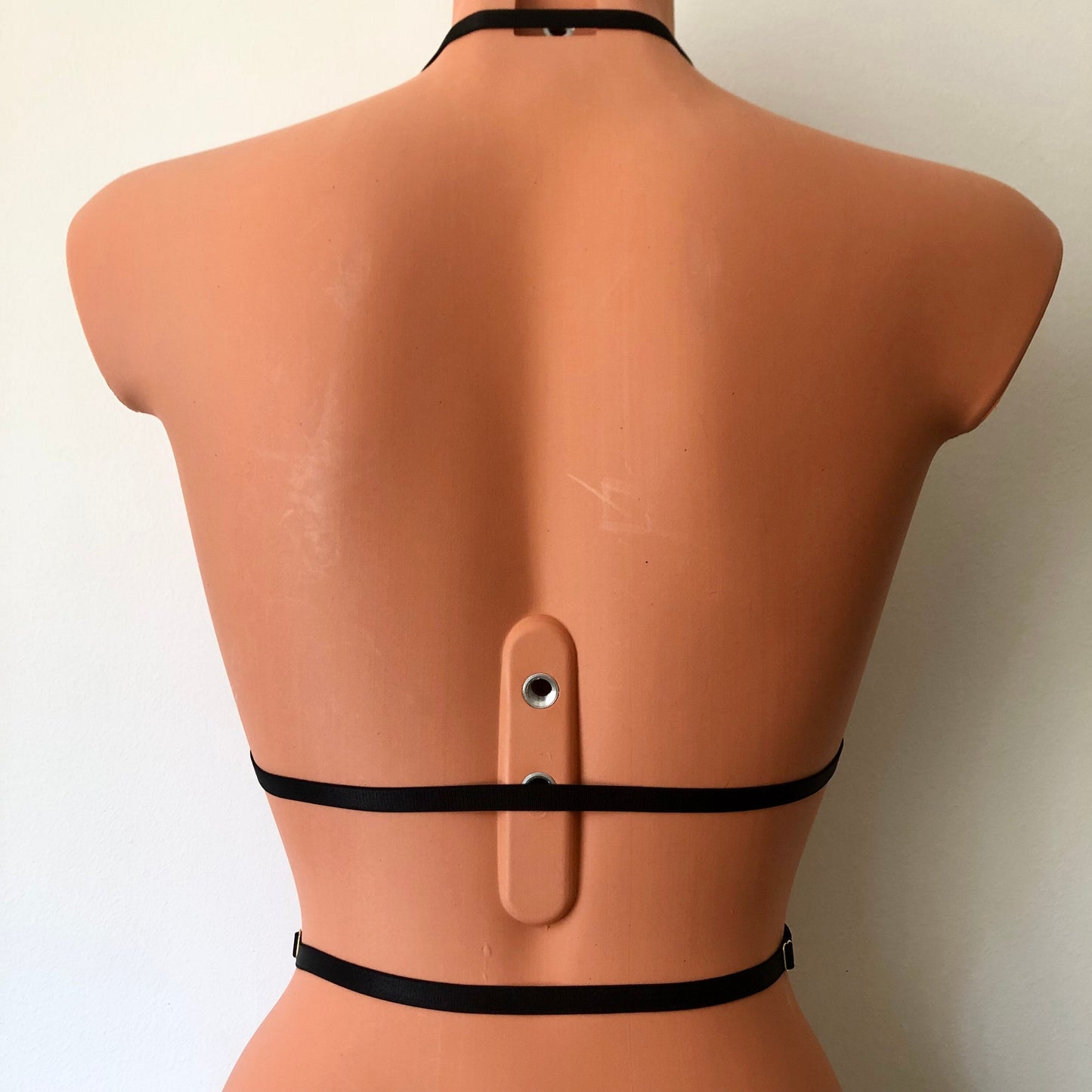 Elastic chest harness | choker style to underbust to waistline body straps | cupless open cage bra | crotchless lingerie