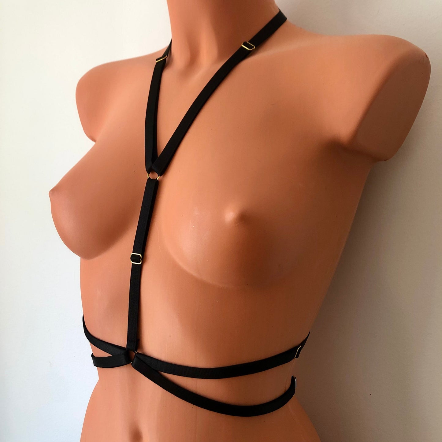 Double mid style to waistline elastic chest harness