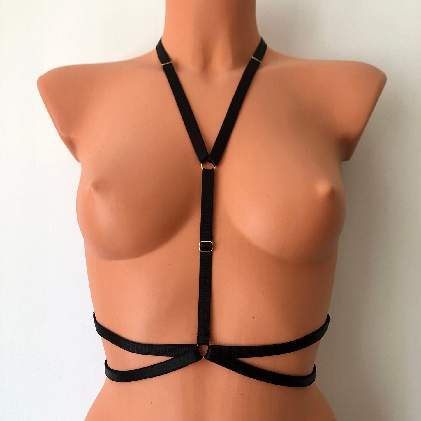 Double mid style to waistline elastic chest harness