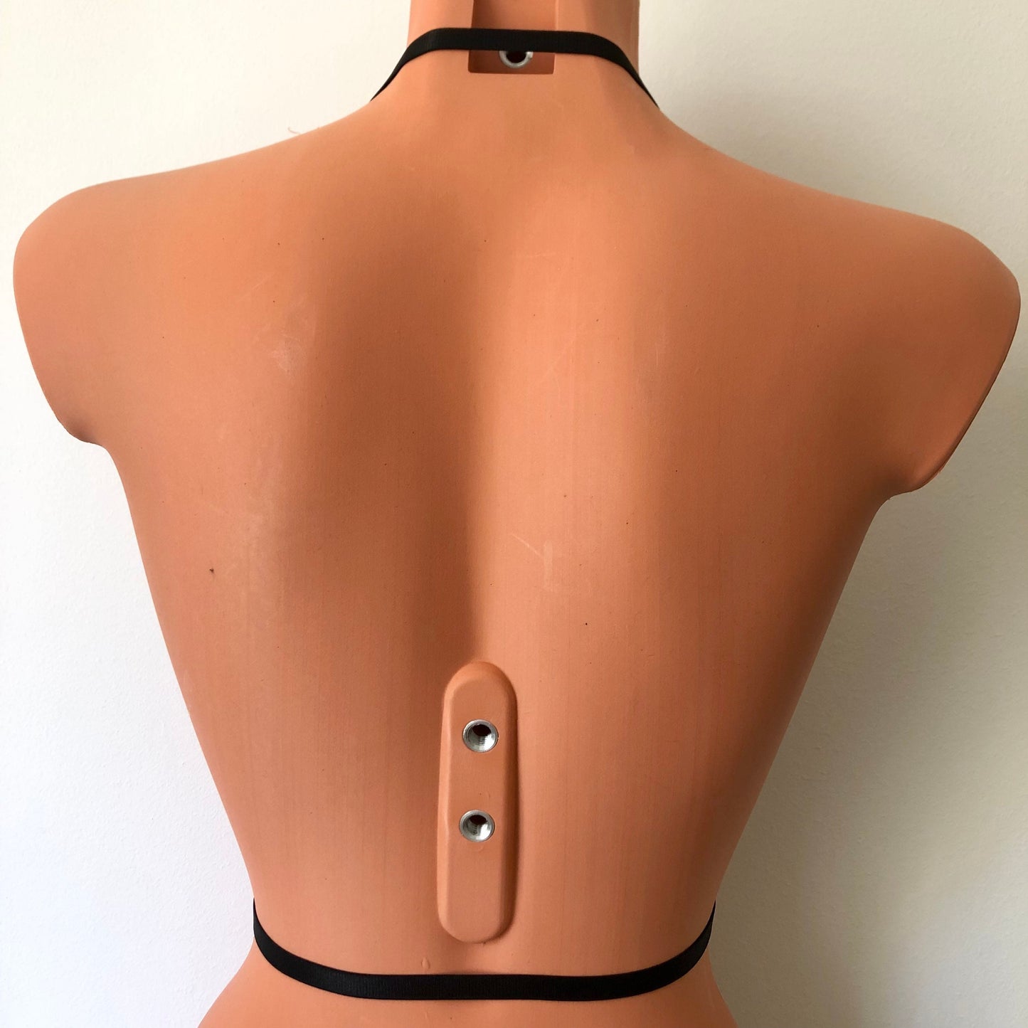 Elastic chest harness | low style to waistline body straps | cupless open cage bra | crotchless lingerie