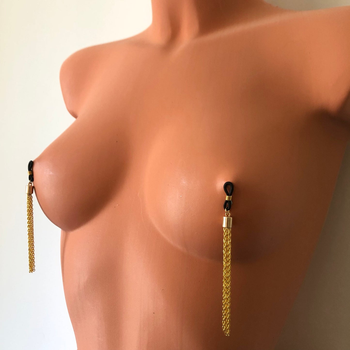Gold chain tassels non-piercing nipple jewellery