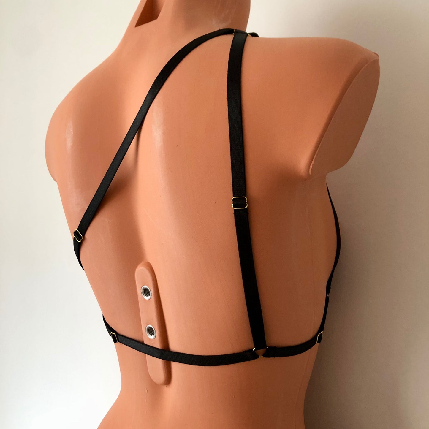 Asymmetric cage bra triangle bralette | adjustable elastic chest harness