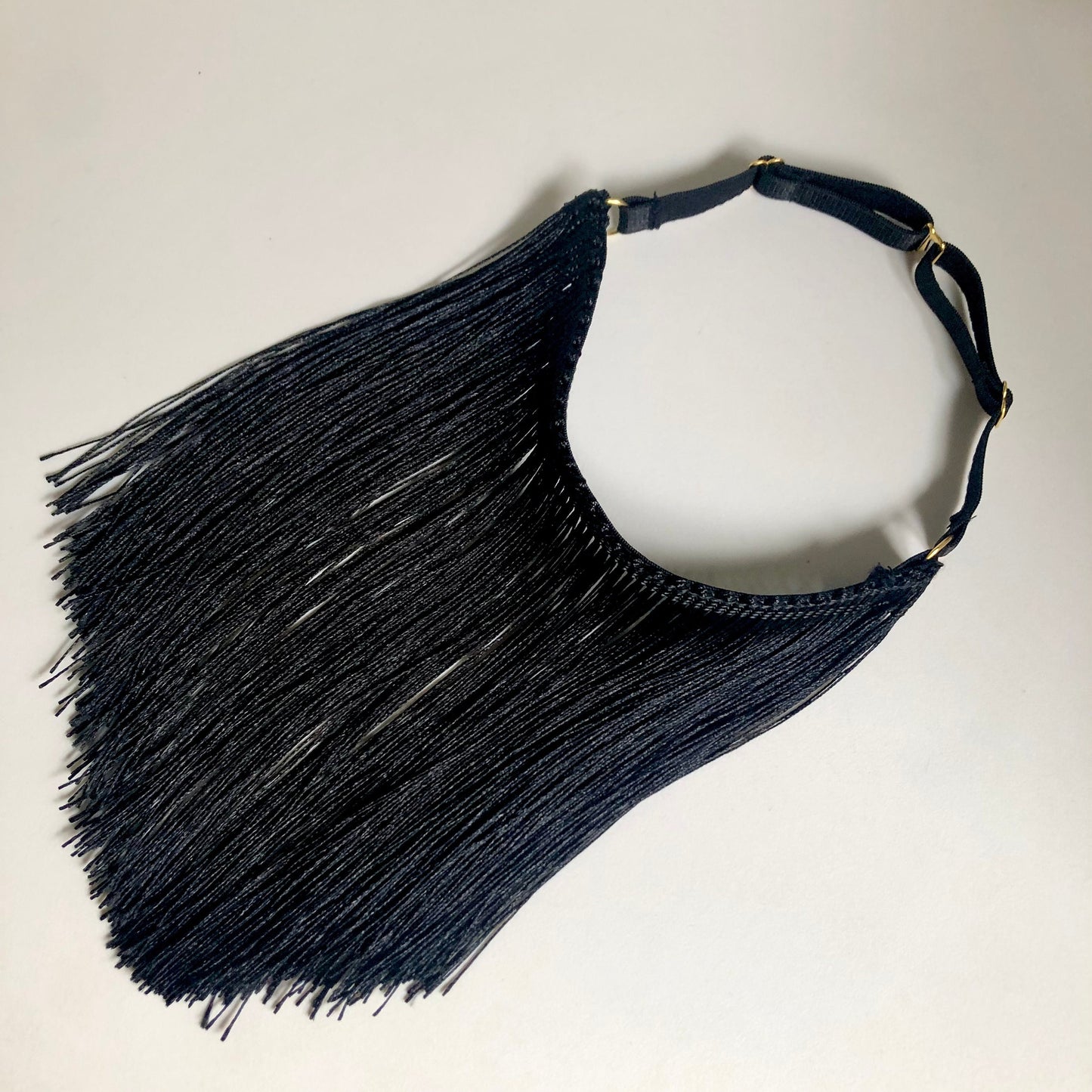 Black shimmy fringe choker