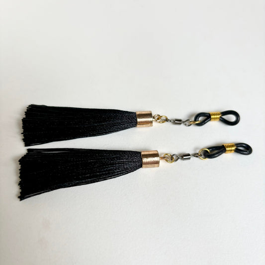 Black tassels swirling non-piercing nippie jewellery