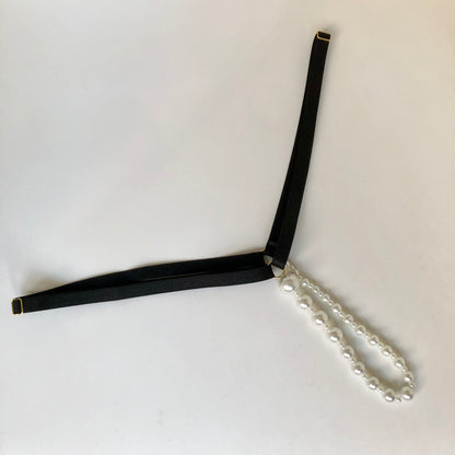 Pearl string thong with different sized beads in ascending/descending order | crotchless open lingerie