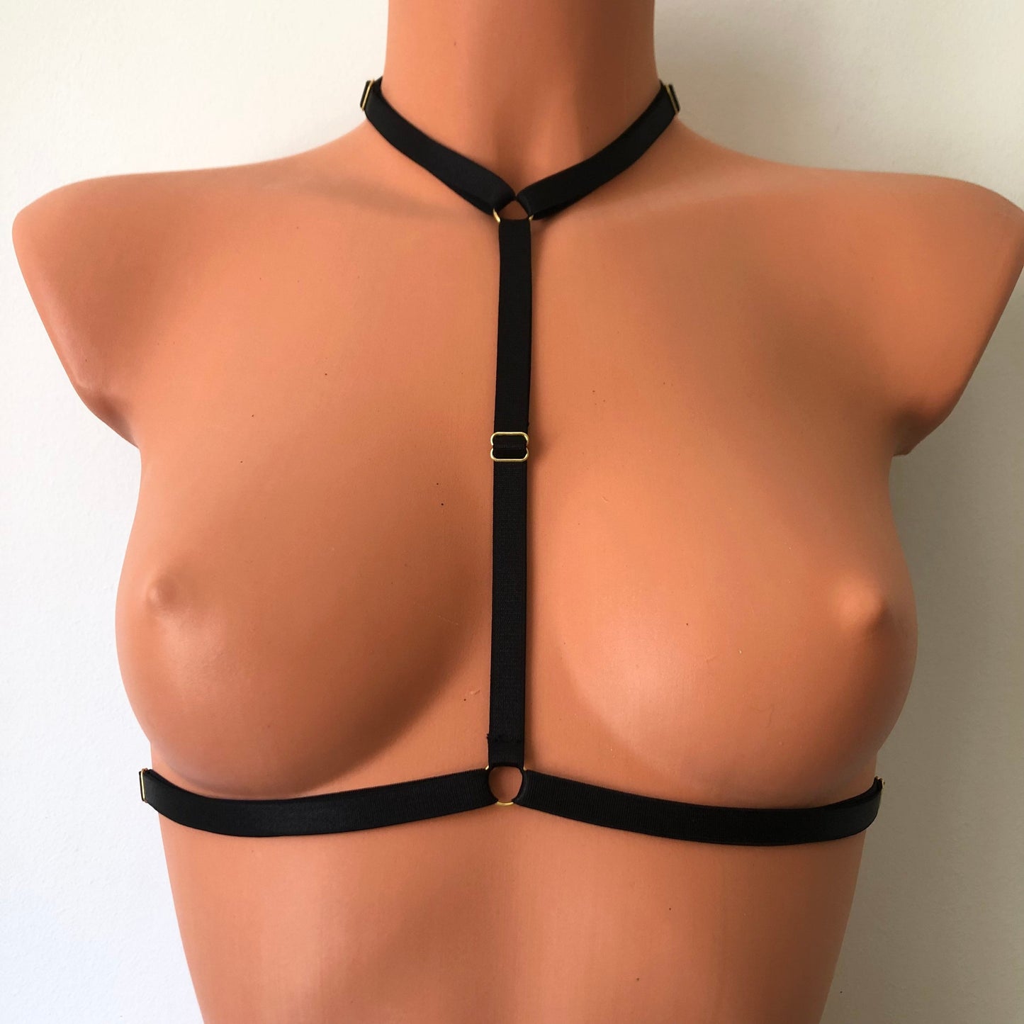 Elastic chest harness | choker style to underbust body straps | adjustable elastic cage bra waist harness