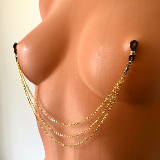 Gold chain non-pierced nipple jewellery