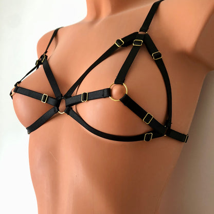 Elastic trap cage bra | adjustable elastic chest harness